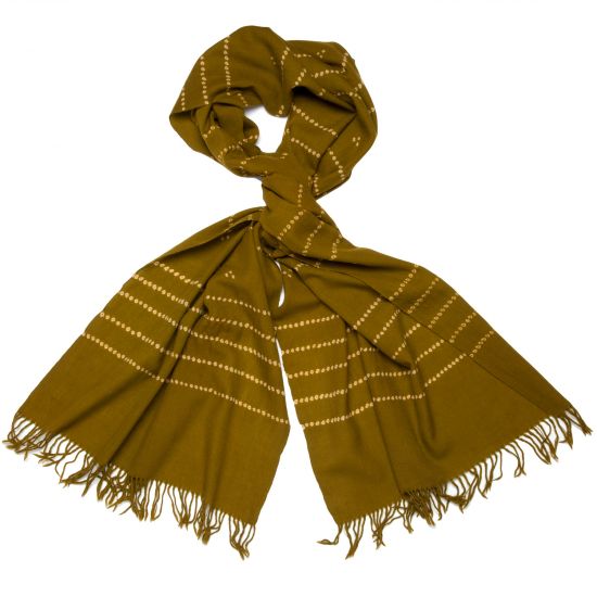 Bandhani Wool Scarf - Moss